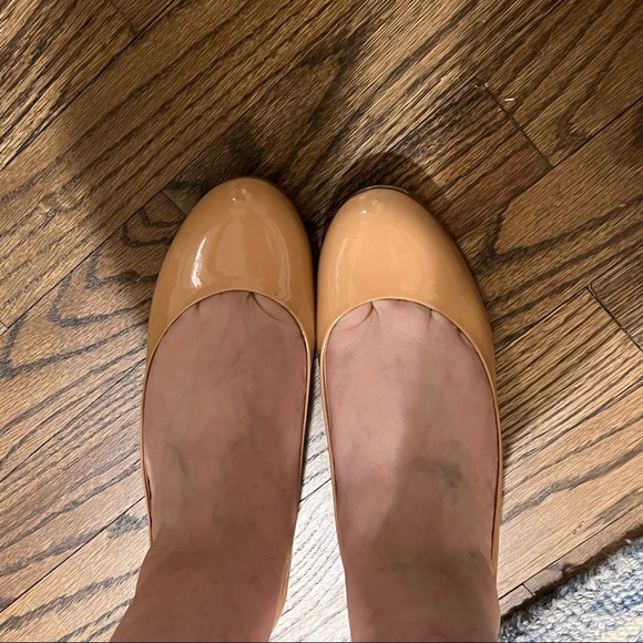 J.Crew Janey Metallic Gold Heel Ballet Flats in Patent Nude. Real Leather. - Picture 9 of 15